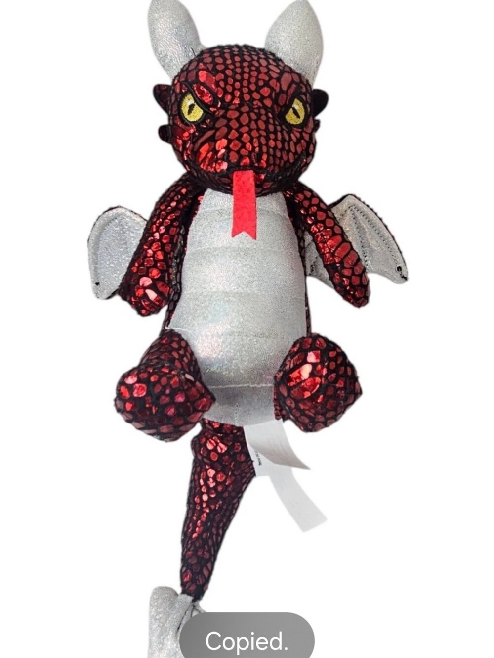 Nanco Red Winged Dragon Snake Scales Plush Toy Black Silver Iridescent 13" 2020